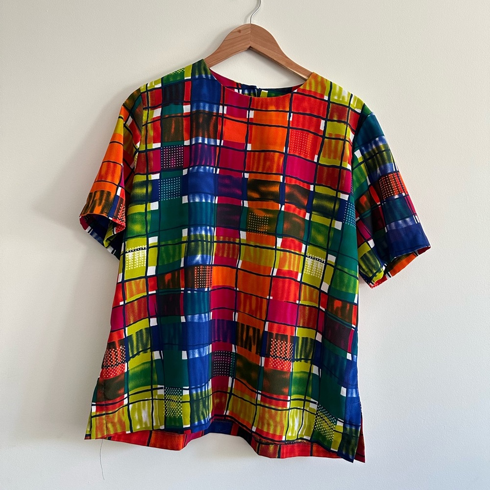 Vintage color blocked loose fit shirt | Size S/M